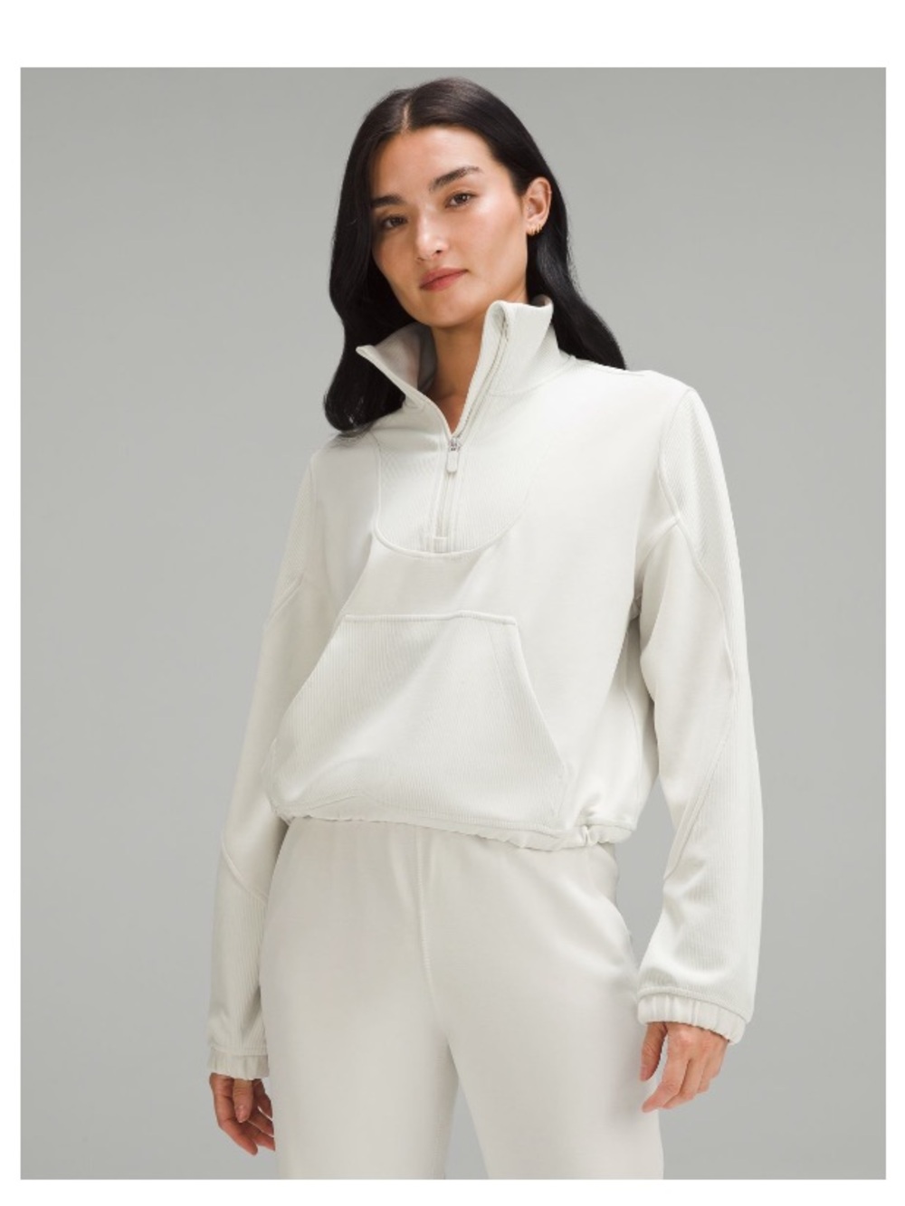 Lululemon Brushed Softstreme Ribbed Half Zip Bone Size 8